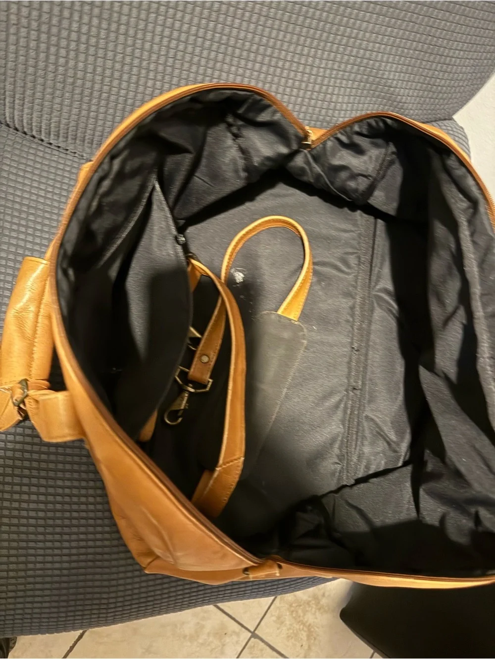 Vintage Tan Leather Duffle Bag | Weekender Travel Bag | Genuine Leather Carry-On